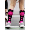MadSportsStuff Basketball Socks with Basketball Logo Crew Socks (Black/Electric Green,