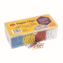 Marbig 975262 Paper Clips asstd Colours Box 800 asstd