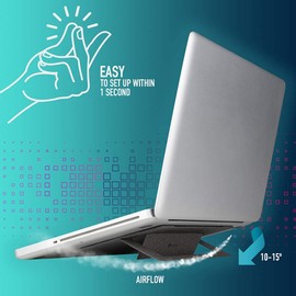 NGS Lift Stand - Support for notebooks up to 15", ultra slim folding and anti-slip support. Colour black.