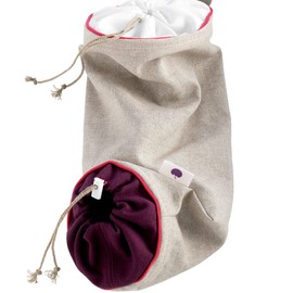 Mastrad Gemüseaufbewahrungsbeutel - beidseitiges Kordelzug-Design - Frischhaltebeutel aus Baumwolle und Leinen - Beutel zur Aufbewahrung von Knoblauch, Zwiebeln und Tomaten