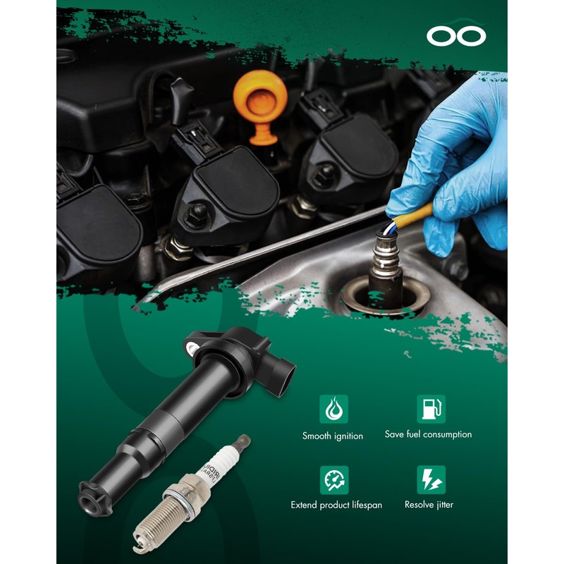 SCITOO 6 ignition coils with 6 iridium Spark Plugs for