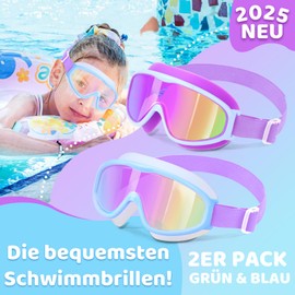 Vvinca Kids Swimming Goggles with Comfort Fabric Strap Wide Angle Anti-Fog UV Protection Waterproof Swimming Goggles for 3-14 Years