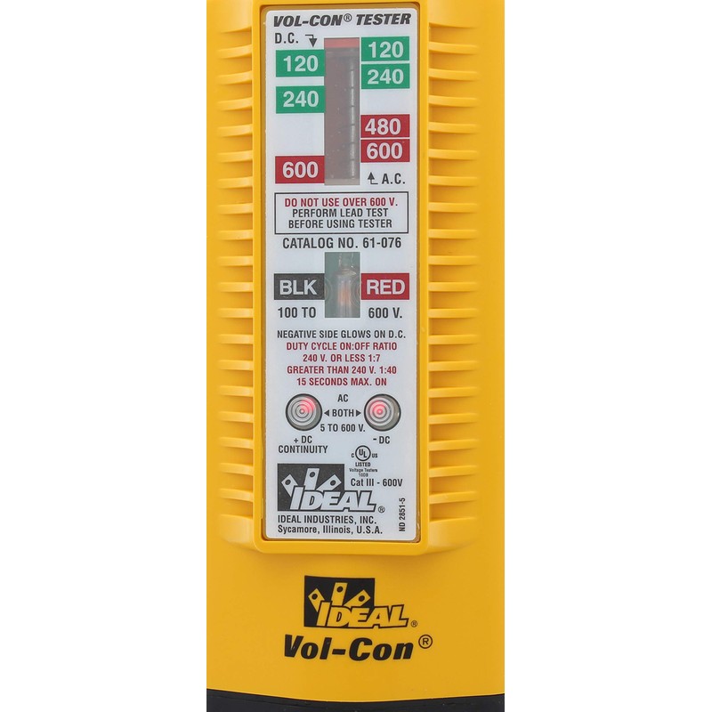 IDEAL Electrical 61-076 Vol-Con Solenoid Voltage Tester with Vibration Mode,