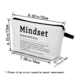 YULUENZE Inspirational Presents Mindset Definition Makeup Bag Motivational Mindset Quote Toiletry Pouch with Zipper Birthday Present for Women Coworkers Friends BFF