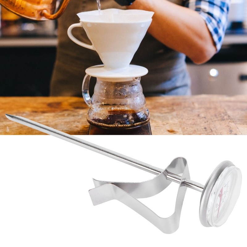 Coffee Thermometer Milk Frothing Dial Pointer Temperature Meter with Hook