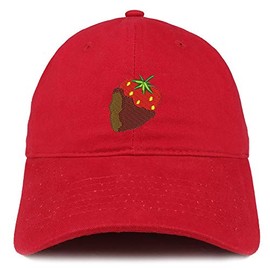 Trendy Apparel Shop Chocolate Dipped Strawberry Soft Crown 100% Brushed Cotton Cap - RED