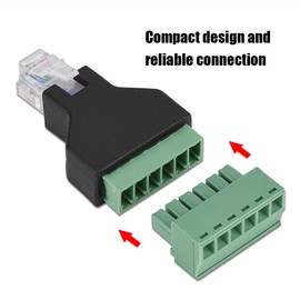 6-Pin 6P6C Plug with RJ12 Plug and Shielded Adapter for CCTV Connection