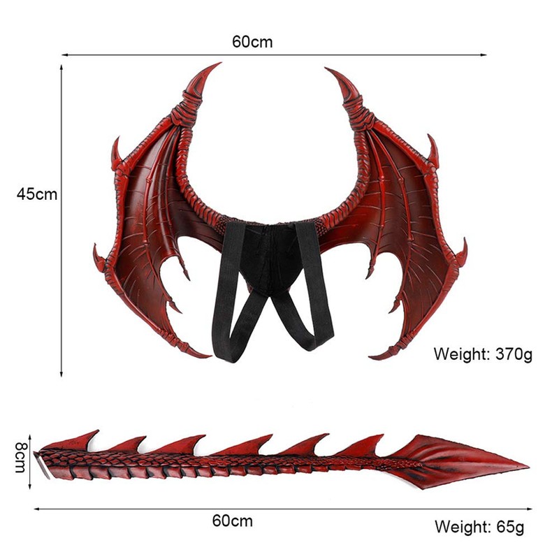 Himine Dragon Wings Props Cosplay Wing With Tail (Red)
