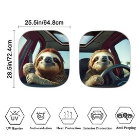 Renewold Automotive Windshield Sunshades 2PCS Sun Shade for Car Front Window Sloth Animal Driving Car Accessories for Most Sedan SUV Truck Auto Sun Blocker Visor Protector Block UV Sunlight Foldable