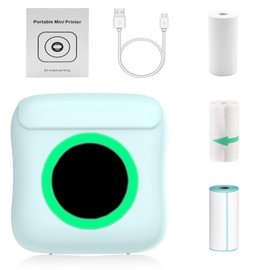 Meagtlva Mini Sticker Printer - Pocket Inkless Thermal Printer with Thermal Paper,Label and Sticker,Portable Printpod Note Buddy Printer for Photo Memo Work List (Blue)