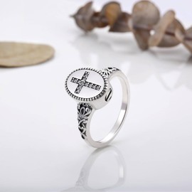 sagrence 925 Sterling Silver Cross Cremation Ring for Ashes Memorial Urn Ring Christian Cross Memorial Jewelry Sympathy Remembrance Gift (9)