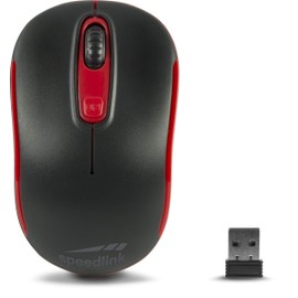 Speedlink CEPTICA Mouse Wireless - kleine Maus ohne Kabel, PC Maus kabellos für Notebook und Laptop, leicht, 2.4G USB Nano-Empfänger, dpi-Schalter bis 1600 dpi, schwarz-rot