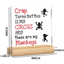 Funny Office Decor Boss Day gifts Decorations Crap This is My Circus These are My Monkeys Sign Acrylic Sign Boss Appreciation Gifts for Men Women Manager Dad Mom Grandparents