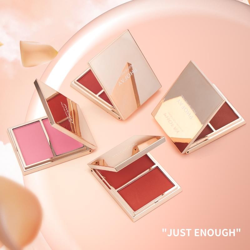 PHOFAY Double-Take Cream & Powder Blush Duo - Smooth, Weightless,