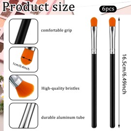 6 Pcs Flat Concealer Brush Flat Eye Shadow Primer Applicator Brush Concealer Under Eye Eyebrow Blending Brushes for Makeup Professional Tools for Applying Cream Liquid Shadows Eyes