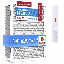 UBeesize Reusable 14x20x1 Air Filter(6-Pack),Upgrade AC/HVAC/Furnace Filter,MERV 8,MPR 700,Easy to Close/Open,1xReusable ABS Frame+6xReplaceable Filter(Actual Size: 13.78x19.69x0.87 Inch)