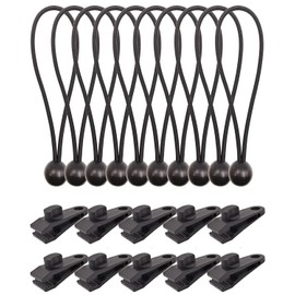 BINCKIN Tarp Clip Heavy Duty Lock Grip, 20 Pack Bungee Cord with Clips Set, Heavy Duty Tarp Clamps Tie Downs for Pool Awning Cover, Car Cover (Black)