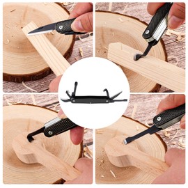 Omninmo Traditional Folding Whittling Knife with 1.5in Detail Blade, Sawcut Handle, Nickel Silver Bolsters, Multi-Tool Portable Carving Tool Right Handed Carving Jack for Carving Camping EDC Outdoors