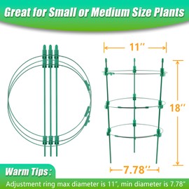 Sinimaka Upgrade Tomato Cage for Garden, 6 Pack 18 Inch Plant Support Cages, Stakes Trellis for Cherry, Peony, Flowers, Small Plants Pots