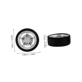 Kisangel 8pcs DIY Car Wheels Replacement Wheels for Crafts Enhance Creativity and Motor Skills for Model Assembly and Play Black