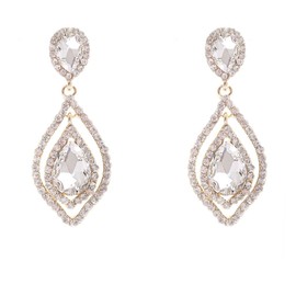 NLCAC Women's Pear Shape Teardrop Crystal Earrings Dangle Long Rhinestone Chandelier Earring Wedding Jewelry for Bride Clear