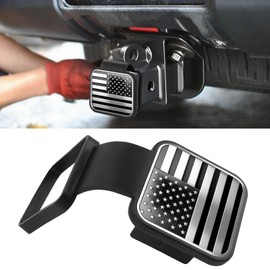 Trailer Hitch Cover,American Flag Rubber Tow Hitch Covers for Trucks & Cars,Durable Exterior Accessories Hitch Receiver Cover Fits for 2 Inch Hitch Receivers (SilverBlack)