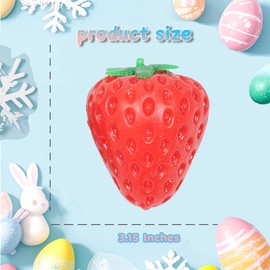 Strawberry Squishies Toys, 2 Pcs Stress Relief Strawberry Toy Stretchy Simulation Strawberry Fruit Squeeze Toys, Fake Strawberry Novelty Toy for Kids Adults