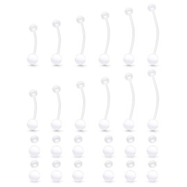 Hoeudjo Pregnancy Belly Rings Maternity Belly Button Rings Plastic Long Bar Navel Ring for Maternity Sport Pregnant Women Different Length 14/16/18/32/35/38mm Clear Ball
