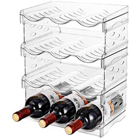 Baosia Stackable Wine Rack,Wine Bottle Holder for Inside Cabinet,for Pantry,Refrigerator,Countertop Organization-4 Tiers for 12 Bottles