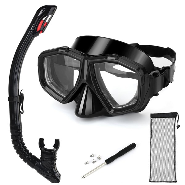 Replaceable Nearsighted Snorkeling Gear for Adults Youth, Short-sighted Anti-Fog Diving
