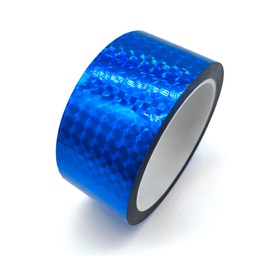 Reflective Crafting Tape, Graphic Glitter Holographic Prism Tape, for Craft Project, DIY Art, Holiday Packing, Wrapping, Keep Birds Away, 1.8 Inches by 55 Yards (Holographic-Blue)