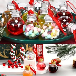 24 PCS Christmas Clear Fillable Ornaments, Christmas Hanging Ornaments Plastic Balls Fillable Clear Ornaments for Crafts with Screw Off Cap Ribbons for Christmas Tree Hanging Decoration