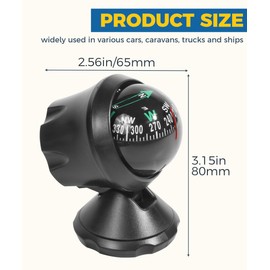UBOG Car Compass,Compass for Car,Automotive Compass Ball,Car Accessories Auto Compass Car Compass Dashboard,Car Mount Compass with Bottom Stick,Dashboard Compass for Boat Car Truck to Find Direction