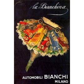 WONDERFULITEMS LA BIANCHINA Automobili Bianchi Milano Italian CAR Bouquet Italy 12" X 16" Image Size Vintage Poster REPRO ON Matte Paper