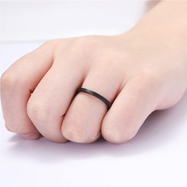 Phyonio 2mm Tungsten Carbide Ring for Women Tungsten Wedding Ring Black Thin Engagement Propose Promise Ring Comfort Fit Size 6