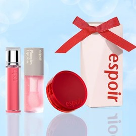 ESPOIR Couture Lip Tint Glaze Special with Mini Cushion & Lip Gloss Gift Package Special Set 4items, Color:Brulee