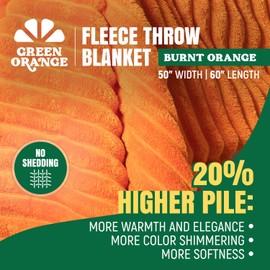 GO Premium Plush Soft Throw Blanket for Couch - Orange Fleece Blanket for Living Room, Bedroom, Home Decor - Small Couch Blanket for Men, Women (50x60 Inches)