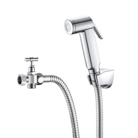 Rousseau Toilet Shower Head Kit, Complete Hygiene Kit for ABS Toilet with Shower, 120 cm Metal Hose, Bracket and 2-Way Tap, Chrome-Plated