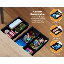 Bostitch Konnect Under Desk Drawer, Self-Adhesive Slide Out Storage Organizer with 4 Customizable Dividers, 2-Pack
