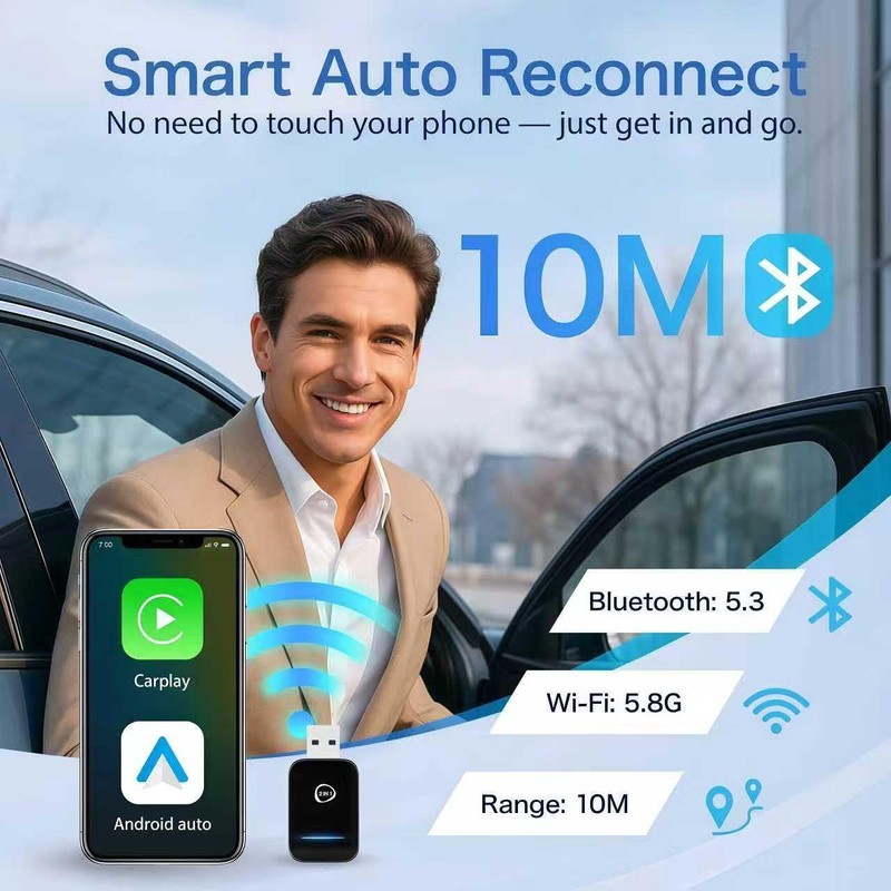 Mini 2-in-1 Wireless CarPlay & Android Auto Adapter – Converts
