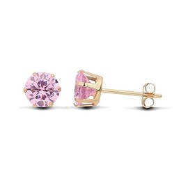 9ct Yellow Gold 5mm Pink Topaz Solitaire Stud Earrings