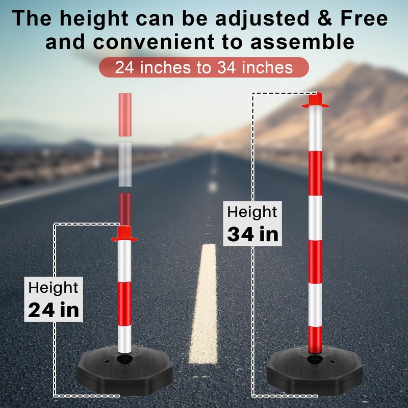 Konohan 6 Pack 34 Inch Parking Cone Delineators Post Traffic