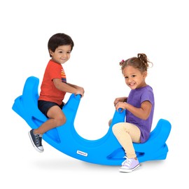 Simplay3 Rock and Roll Teeter Totter Seesaw - Rocking Fun for Two Toddlers or Kids Ages 18 Months to 5 Yrs- Sapphire, Made in USA