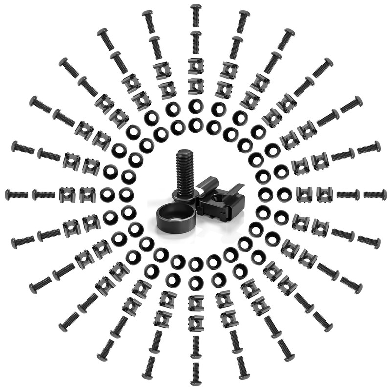 50 PACK M6 x 16mm Rack Mount Cage Nuts, Screws