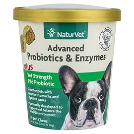 NaturVet â Advanced Probiotics & Enzymes - Plus Vet Strength PB6 Probiotic | Supports and Balances Pets with Sensitive Stomachs & Digestive Issues | For Dogs & Cats | 70 Soft Chews