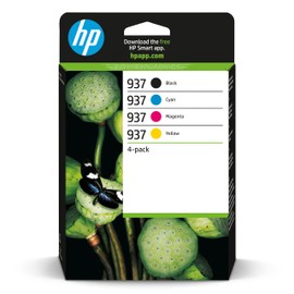 HP 937 Black Cyan Magenta Yellow Ink Cartridge Combo Pack Compatible with HP OfficeJet Pro 9122e 9135e 9125e 9132e 9730e 9120e 9720e 9120b 9117b 9110b 9130b Printers, Pack of 4