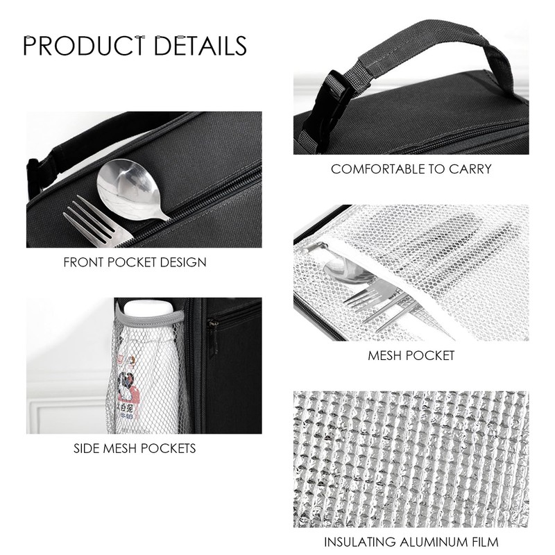 ZGDEIWGF 1 x black lunch box bag and 1 x