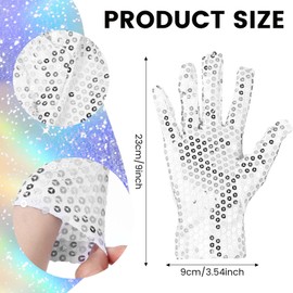 BOHUIZ 1 Pair Sequin Gloves, Silver Gloves, Performance Dance Glitter Glove, Costume Party Accessories
