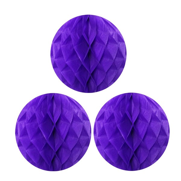 Wrapables Tissue Honeycomb Ball Party Decorations for Weddings, Birthday Parties, Baby Showers and Nursery Decor (Set of 3), 12", Purple