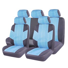 CAR PASS HOMESTYLE Linen Universal Fit Car Seat Covers with Opening Holes,Universal fit for Suvs,Cars,Trucks,Sedans,Vans,Airbag Compatible(Charcoal Grey with Mint Blue)